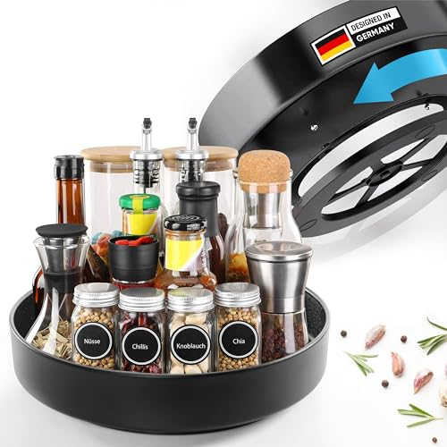 OptiWerk Piatto girevole a 360 gradi, organizzatore piatto girevole per frigorifero, portaspezie girevole, ripiano girevole, portaspezie girevole, portaspezie girevole, organizer da cucina per spezie