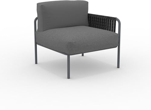 Mondo Viro Ecksofa mit Rückenlehne aus Seil Key West mit Kissen 80 x 80 cm 64 h (antikes Grau - Anthrazit)