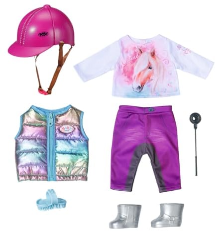 BABY born Deluxe Reiter-Outfit mit Hose, Stiefeln und Helm für 43 cm Puppen, 836194 Zapf Creation