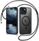 YINLAI Coque Magnétique pour iPhone 15 6.1 Pouces, Compatible avec MagSafe, Coque iPhone 15 avec Cordon, Étui Housse Antichoc Bumper Dos Translucide Mat, Noir