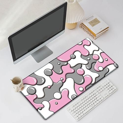 Hixingo Bulles Colorées Tapis de Souris XXL/XL/L, Tapis de Souris Gamer, Tapis Souris avec Bords Cousus, Tapis de Souris en Base Antidérapante Convient Gaming, Maison (900 * 400 * 3mm,Bulles Roses)