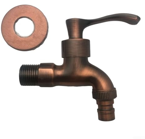 HEIBTENY Rubinetto Gru in bronzo antico per lavatrice rubinetto esterno decorativo vintage da giardino rubinetto singola lavatrice fredda mop piscina rubinetto a parete retrò (rosso bronzo)