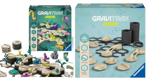 Ravensburger GraviTrax Junior Starter-Set L Jungle & GraviTrax Junior Extension Trax - Erweiterbare Kugelbahn für Kinder