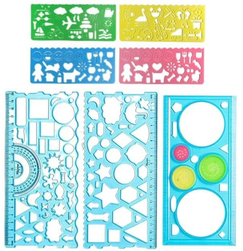 7 Stück Geometrie Lineal Kreisschablone Zeichenschablone Für Kinder, Kunststoff Kreis Geometrische Vorlage Lineal Schablone Messwerkzeug, Geometrisches Zeichnen, Malschablonen Für Kinder (Blau)