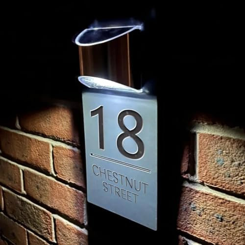 Panneau solaire personnalisé avec numéros de maison modernes et personnalisables, plaque de nom de porte LED moderne, plaque d'adresse, plaque d'adresse, panneau d'adresse lumineux pour maisons, cour