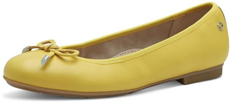 Tamaris Comfort Damen Ballerinas aus Leder mit Schleife, Gelb (Yellow), 39 EU