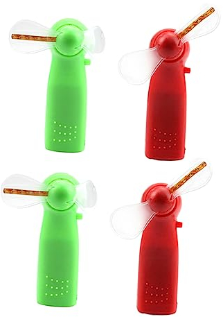 CAXUSD 4 Stück Handventilator mit LED Kleiner Ventilator Batteriebetrieben Leise 64-farbiger Leuchteffekt für Zuhause und Büro Zufällige Farbe