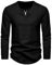Meilicloth Mens Long SleeveT Shirts Henley T Shirt Casual Solid Pullover V Neck Top for Men Black M