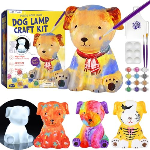 Paint Your Own Dog Lamp Kit, Art Supplies Arts & Crafts Kit, Painting kit for Kids 6-12, Arts and Crafts for Kids Ages 8-12, Toys Girls Boy Birthday Easter Gift Ages 6 7 8 9 10 11 12+