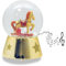 Schneekugel Weihnachten Spieluhr | Schaukelpferd mit Geschenken rot Gold | Sockel Gold mit Sternen | mit Musik | H:16 cm B: 12 cm | Schüttelkugel | 20262