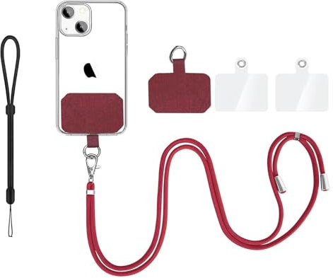 QZLSAYSL 6 Pezzi Cordino per telefono cellulare, cordino universale per telefono cellulare, cinturino regolabile per iPhone, Huawei, Samsung e tutti gli smartphone (Grande Rosso)