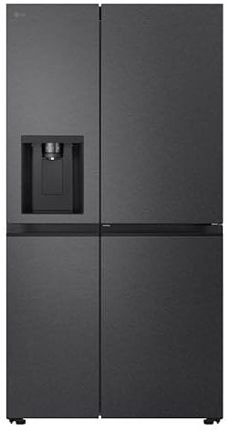 LG GSJC40EPPE Side-by-Side Kühlschrank mit Gefrierfach – Door-in-Door Funktion, Festwasseranschluss, Total NoFrost, Modern Flat Door, Matt Schwarz Metallic