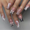 24pcs French Tip False Nails Long Square Press on Nails Silver Edge 3D Bow Fake Nails Rhinestone Stick on Nails Removable Glue-on Acrylic Full Cover Nails Women Girls Nail Art Accessories