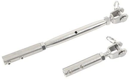 GFDSGRE Serre Cable Acier 1 pièces 1.5/2/3/4/5/6/8mm Fil Acier Inoxydable 304 câble Garde-Corps Corde Fourche mâchoire tendeur Boucle Terminal raccord Serre Cable INOX(5mm)