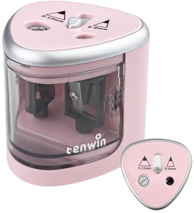 Gvolatee Spitzer Rosa, Anspitzer Dicke und Dünne Stifte Spitzmaschine, Elektrischer Behälter Pencil Sharpeners Sharpener Bleistiftanspitzer, Elektrisch Bleistiftspitzer Mit Dose Bleistift