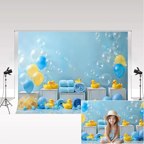 Kate Fotografie-Hintergrund, 3 x 3 m/10 x 10 Fuß, süße gelbe kleine Entenblase, Babyparty, Geburtstagsparty, dekorativer Hintergrund, Kinder-Kuchen-Smash-Portrait, Fototermin, Fotostudio