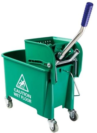 CVS2020.COM Commercial Mop Bucket with wringer 20 Liter | kentucky Mop Bucket with Ergonomic Design, Efficient Cleaning System, Easy Filling & Emptying, Cleaning Trolley on Wheels (Green)