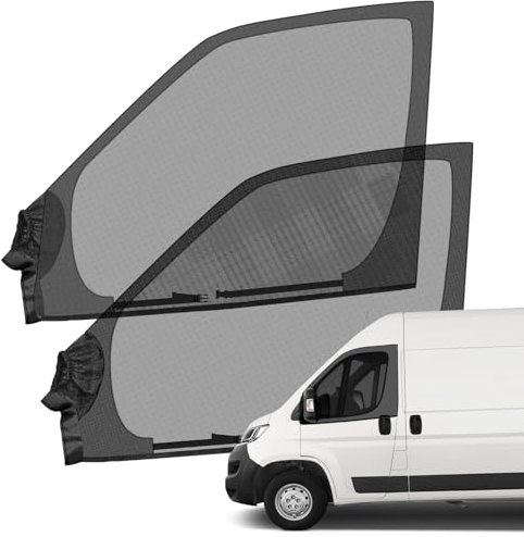 Zanzariere per Porta Anteriore Sostituzione per Fiat Ducato/Peugeot Boxer/Citroen Relay 2006-2025, Set 2 Pezzi Protezione Solare per Finestrini Dell'Auto, In Rete Traspirante per Campeggio