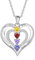 Damen Halskette mit Gravur Personalisierte Kette mit Name Geburtsstein Herz-Anhänger Geschenk für Damen Weihnachten Muttertag (4 stone)