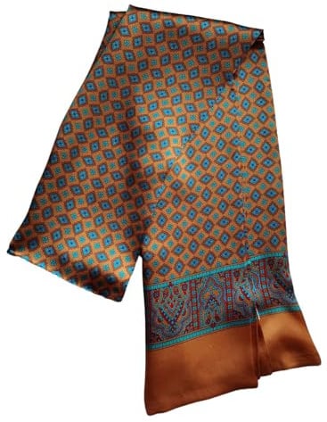 UK_Stone herr 100 % ren silkesscarf vintage klassiskt mönster dubbelskikt tryckt, nr11, en storlek