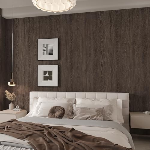 TOTIO 24x197inch Vintage Wooden Wallpaper Brown Grain Stickers Wood Vinyl Wrap Self Adhesive Wallpaper Bedroom Rustic Brown Distressed Wood Wall Paper for Kitchen Furniture Countertop Drawer Shelf