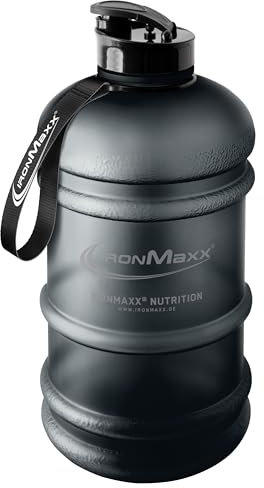 IronMaxx Water Gallon - Frosted Deep Black 2200ml | BPA & DEHP frei | auslaufsichere Trinkflasche mit Messskala | in verschiedenen Farben erhältlich