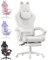 bigzzia Chaise de Gaming Ergonomique avec Oreilles de Chat pour Filles et Adultes, Chaise de Jeu d'ordinateur réglable en Hauteur avec Appui-tête et Support Lombaire de Massage (Blanc)