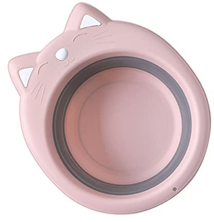 Mikikit 1 pièce Bassin Portable Forme de Chat Adorable pour Lavabo Créatif et Multifonctionnel Rose