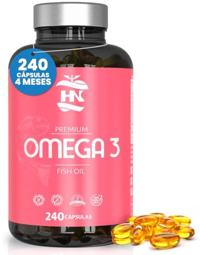 Omega 3 1000mg - 240 Capsules, Integratori Omega 3-350mg EPA - 250mg DHA Olio di Pesce Omega -3 - Fish Oil Omega3 - Supplementi Omega3 con Vitamina E (4 mesi)