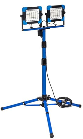 as - Schwabe Slimline Pro LED Strahler 2 x 50W 6.500 lm - Stativ verstellbar von 1,07 m bis 2,05 m - original OSRAM Chip - IP65 Strahlergehäuse - Schutzgitter - 5 m Leitung - Tragetasche - IP44, 46445