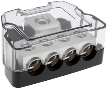 EMSea 4 Way Power Distribution Block 1/0 Gauge IN To 4 Out for most Car Audio Stereo