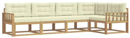 vidaXL Outdoor-Sofagarnitur mit Kissen 4 pcs Weiß und Creme Polyester, Moderne Terrasse, langlebige Outdoor-Möbel, wetterfeste Lounge, gemütliches Sofa, vielseitige Pool-Couch