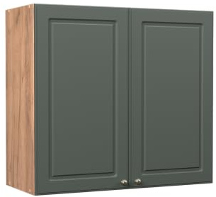 Vicco Hängeschrank Fame-Line, Grün-Gold Landhaus/Goldkraft Eiche, 80 cm | MDF-Front · Soft-Close · 2 Einlegeböden · Metallgriffe · ✓ Praktischer Stauraum
