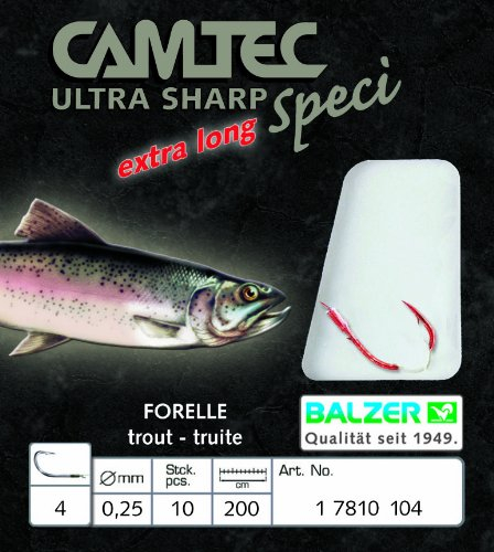 Balzer Camtec Speci Forelle 200cm Gr. 4 178100104 Rot Forellenhaken