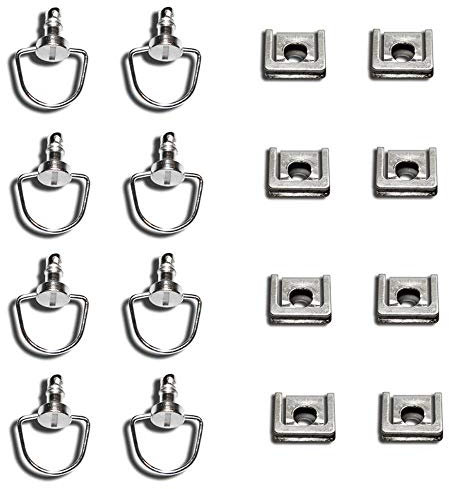 Racefoxx, Set da 8 chiusure rapide da 14 mm, con piastre per rivetti, di colore argentato