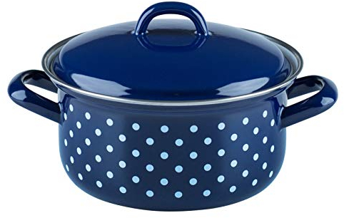 Riess Casseruola con Coperchio, Smaltato, Pünktchenblau