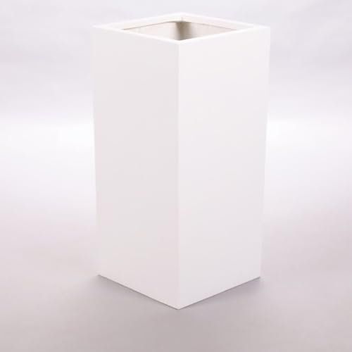 Elegant Einrichten Pflanzkübel, Blumenkübel Fiberglas säule 30x30x68cm Perlmutt weiß.