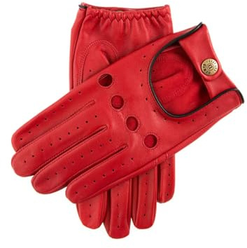Dents Delta Men's Classic Leather Driving Gloves BERRY/BLACK S