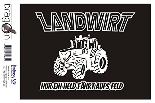 INDIGOS UG Auto Aufkleber Nur EIN Held fährt aufs Feld - Landwirt Bauer Traktor - weiß 130x100 mm - Selbstklebender Sticker für Auto, Fenster, Bus oder LKW - Tuning