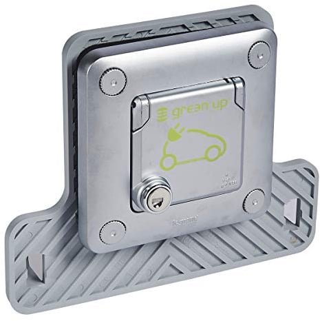 LEGRAND, Green Up Steckdose für Elektrofahrzeuge & Plug-in-Hybridfahrzeuge, Schnellladesystem f. E-Autos, Mode 1&2-kompatibel, 1-phasig, Ladestrom von 8-16A, 3,7kW, 230V, Unterputz, IK10, IP44, 077857