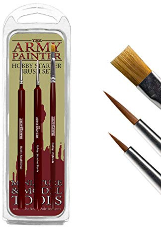 The Army Painter Hobby Brush Starter Set, Petit Pinceau Miniature Lot de 3 pinceaux acryliques Drybrush, Model Paint Brush Fonctionne avec Speed Paint, Detail Fine Tip Model Brush, 3 pcs