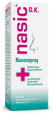 nasic O.K. Nasenspray mit dem Wirkplus | Abschwellendes Schnupfenspray ohne Konservierungsstoffe für Erwachsene & Schulkinder | Nasenspray mit Xylometazolin & Dexpanthenol | 10 ml Lösung