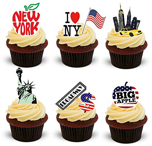 30 Kuchendekorationen zum Aufstellen aus Esspapier, New-York-City-Thema.