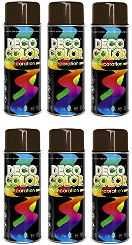 Deco Color 6er Sparpack DC Lackspray glänzend 400ml nach RAL freie Farbauswahl (6 Dosen in schokobraun glanz RAL 8017)