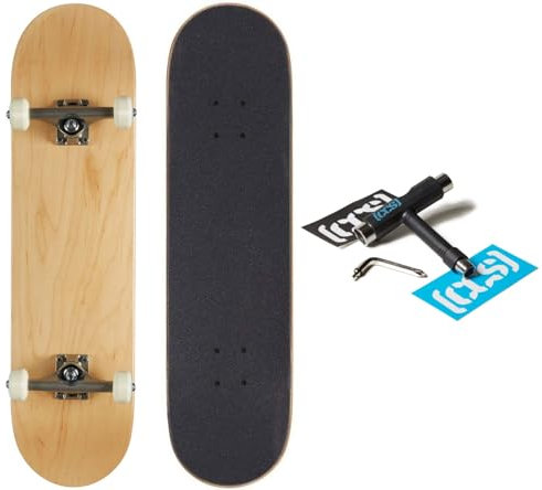 [CCS] Skateboard mit Logo, komplett aus Naturholz, 20.3 cm, Ahornholz, professionelle Qualität, komplett montiert mit Skate-Werkzeug und Aufklebern, Jugendliche, Jugendliche – Jungen und Mädchen