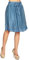 Caspar RO024 hauchzarter Leichter knielanger Midi Damen Sommer Rock, Farbe:Jeansblau, Mode Größe:L/XL