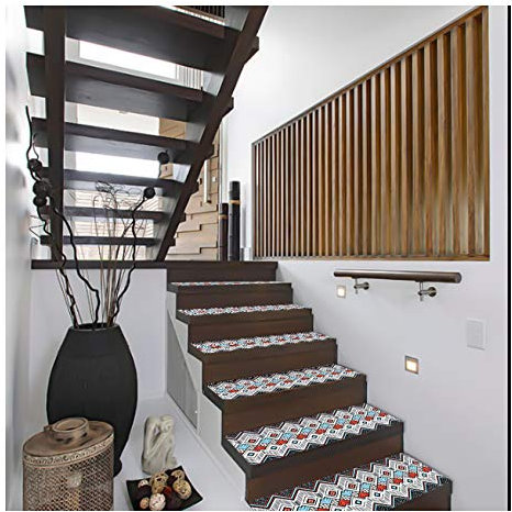 Ancoree Anti Rutsch Mexikanische Folklore Treppe Pads Aufkleber Treppe Matte Schritt Teppich Dekoration Teppich Treppe Aufkleber Boden zu Hause Selbstklebend rutschfeste Treppe Aufkleber (1PC)