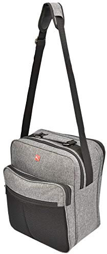 KEANU Flugbegleiter Umhängetasche :: 2 DIN A4 Fächer 2 Vordertaschen :: Arbeitstasche Herrentasche im Hochformat - breiter Ordner passt (Grau)