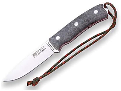 Joker Bushcraft Bushcrafter Jagdmesser CV120-P, Gürtelmesser mit 10,5 cm Klinge aus Böhler N695 Stahl und Leder Scheide mit Feuerstahl, Werkzeug zum Fischen, Jagen, Camping und Wandern
