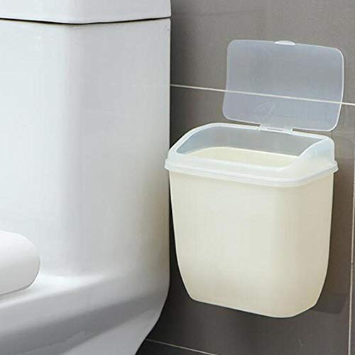 cineman Mini Abfallbehälter, Abnehmbarer Mülleimer Mit Deckel Zur Wandmontage, Aufbewahrungsbox Abfalleimer mit Abdeckung für Badezimmer, Küche, WC